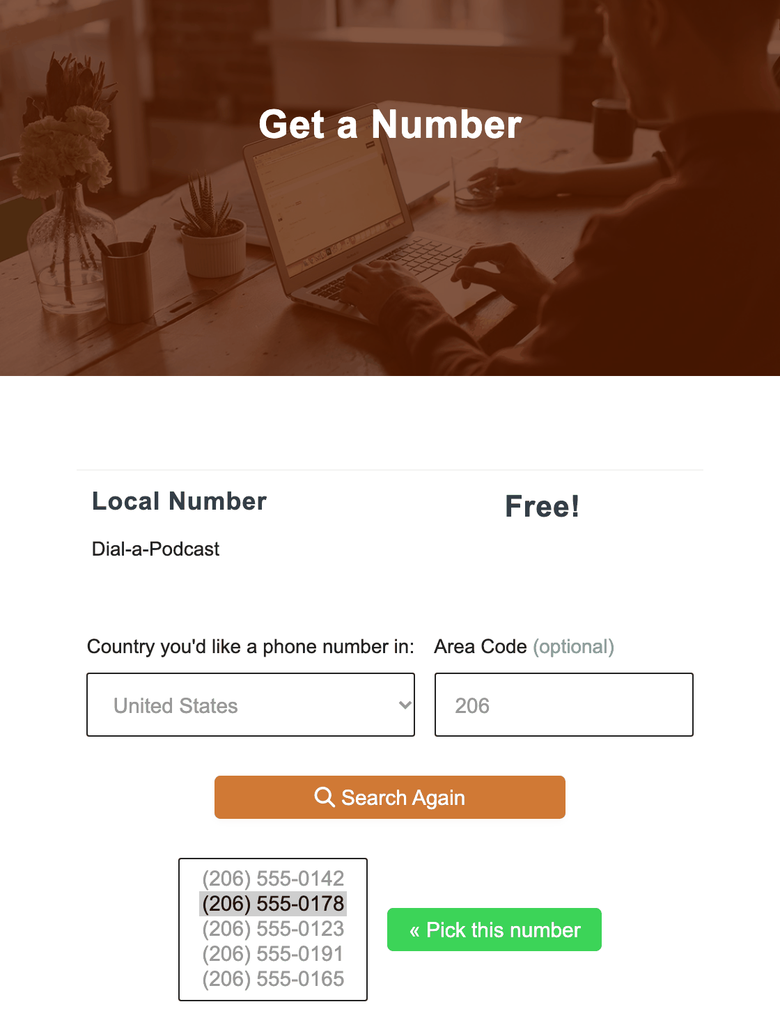 Add your dedicated number