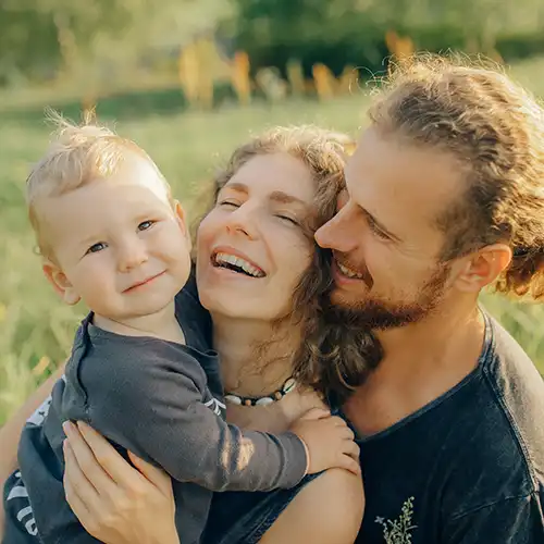 Types of extended audience members for Dial-a-Podcast clients including a baby with his parents in place with limited internet access